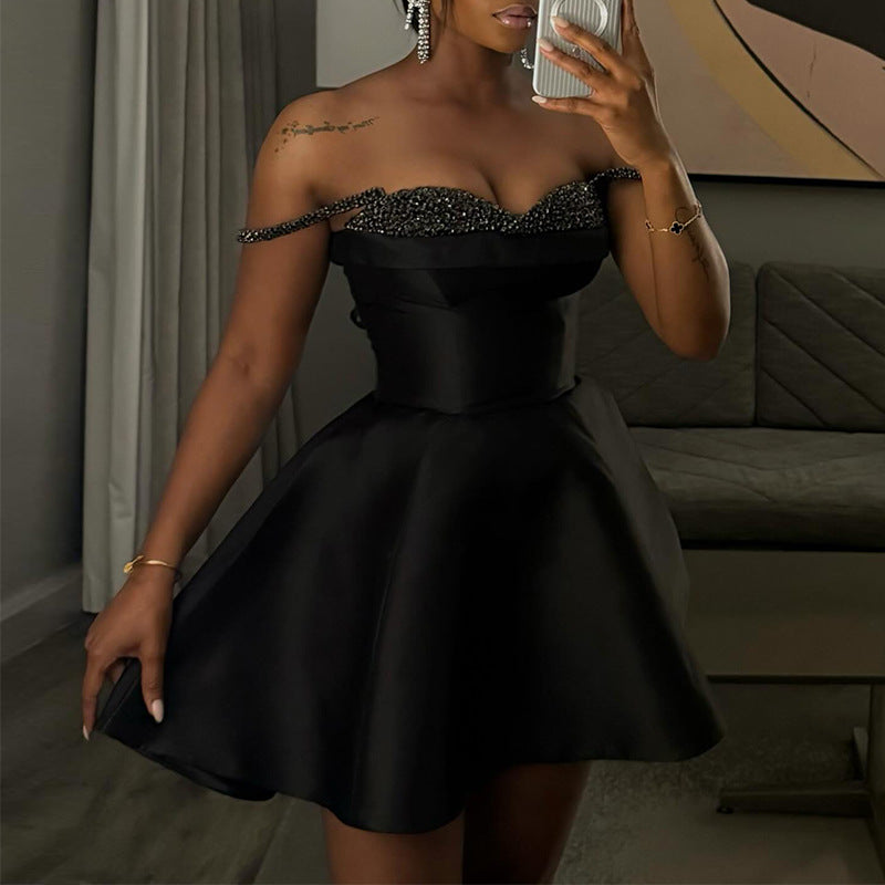 Women's Spring Elegant Sequin Stitching Bandeau Sling Dresses
