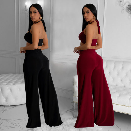 Women's Fashion Wear Solid Color Sexy Tube Trousers Suits