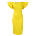 Women's Temperament Commute Square Collar Ruffle Sleeve Dresses