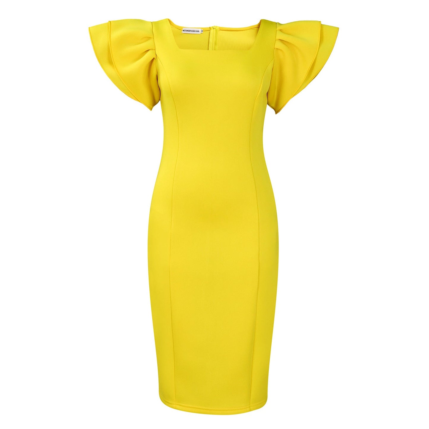 Women's Temperament Commute Square Collar Ruffle Sleeve Dresses