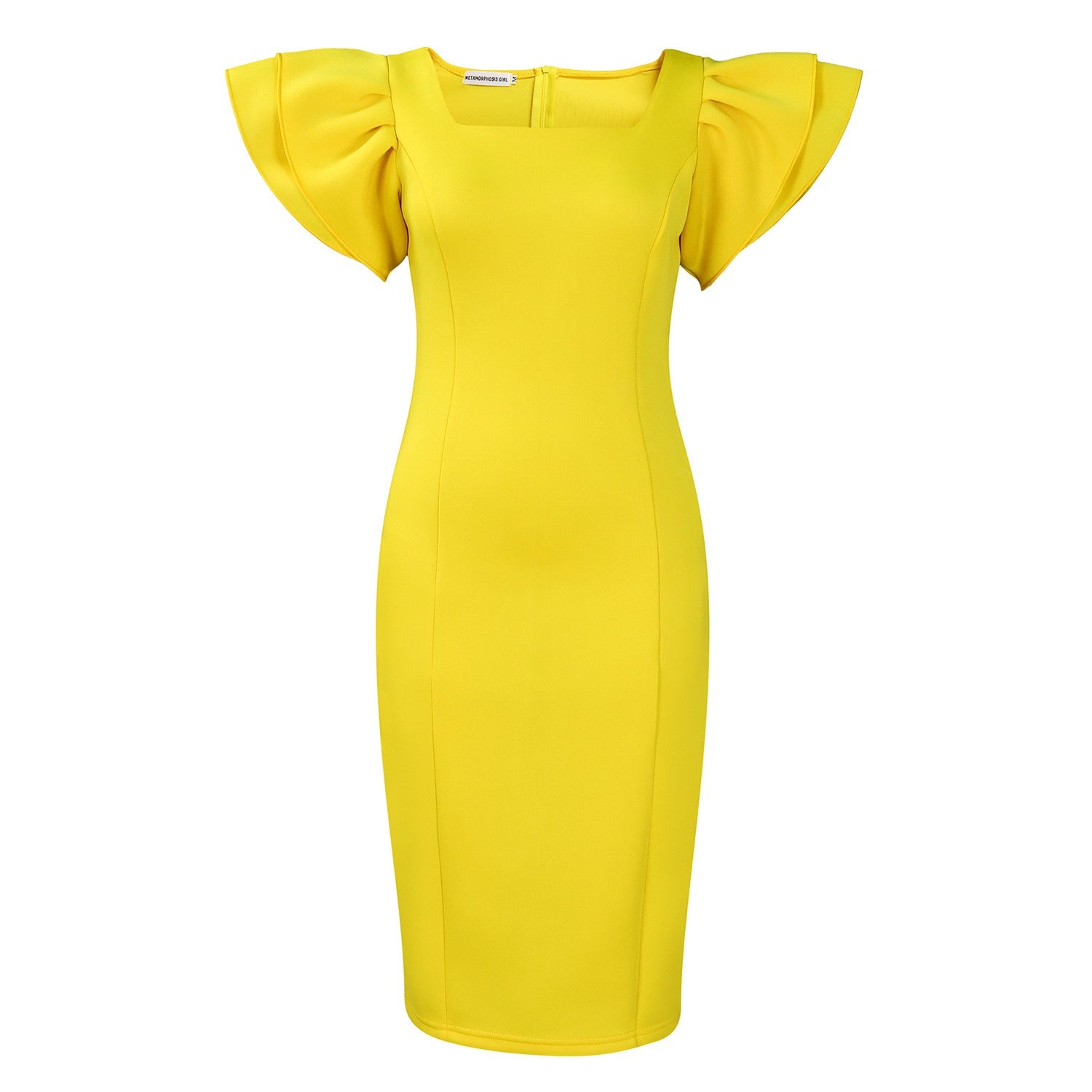Women's Temperament Commute Square Collar Ruffle Sleeve Dresses
