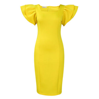 Women's Temperament Commute Square Collar Ruffle Sleeve Dresses