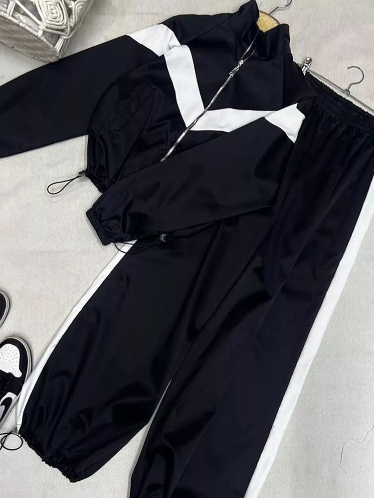 Women's Fashion Casual Long Sleeve Contrast Color Sport Suits