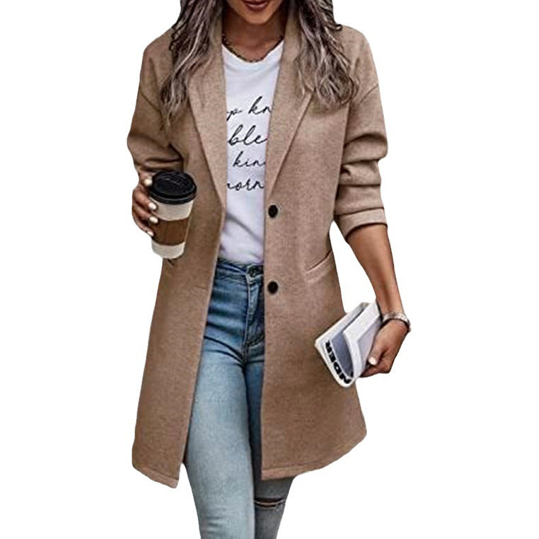 Women's Large Long Style Woolen Quality Goods Coats