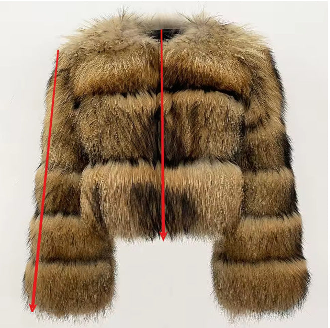 Women's Fur Stitching Imitation Raccoon Winter Coats