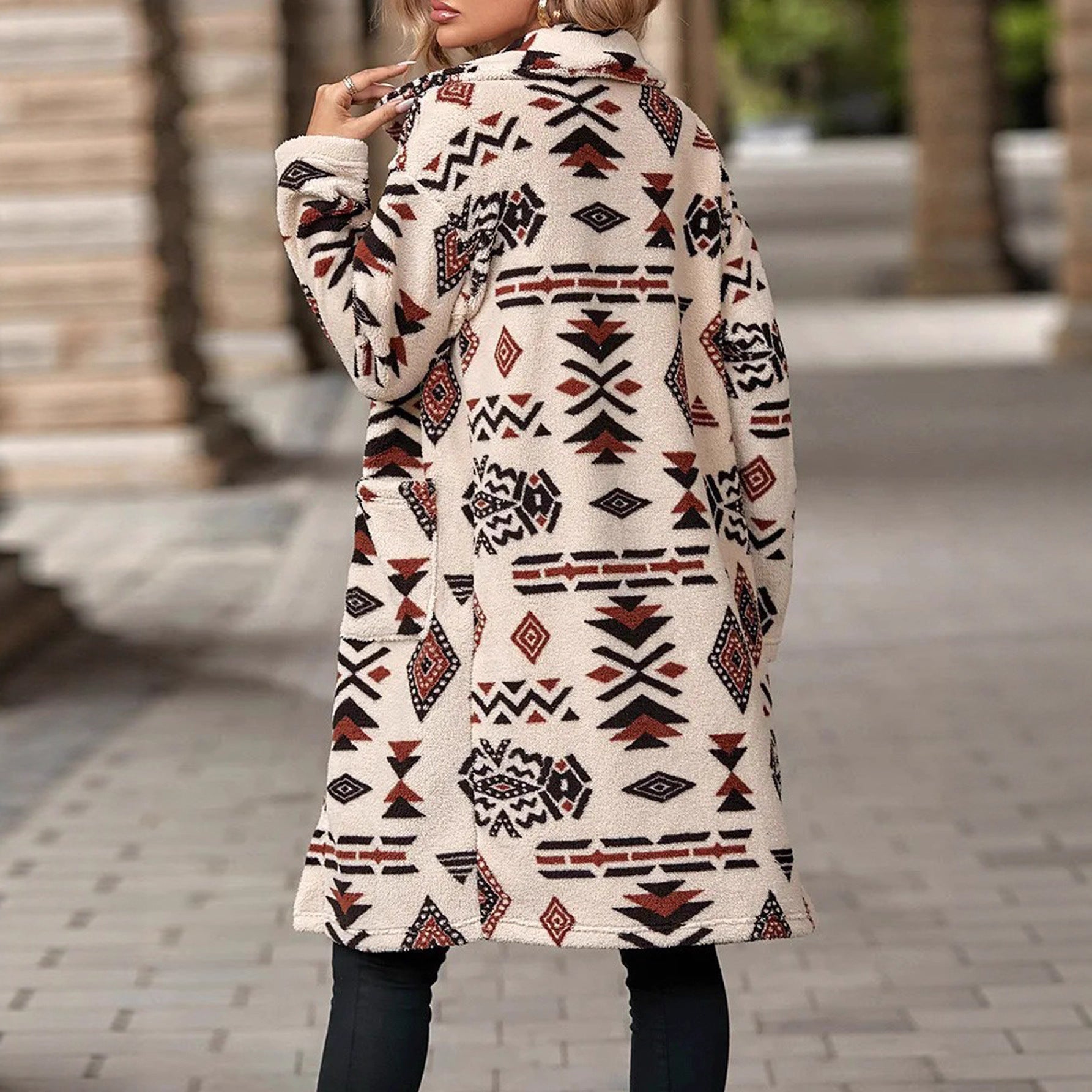 Women's Stylish Lapel Long Sleeve Plush Coats