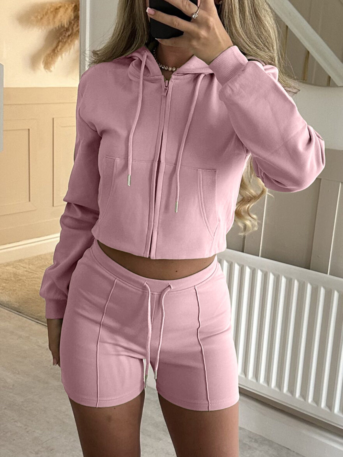 Women's Sports Long Sleeve Fleece Two-piece Suits