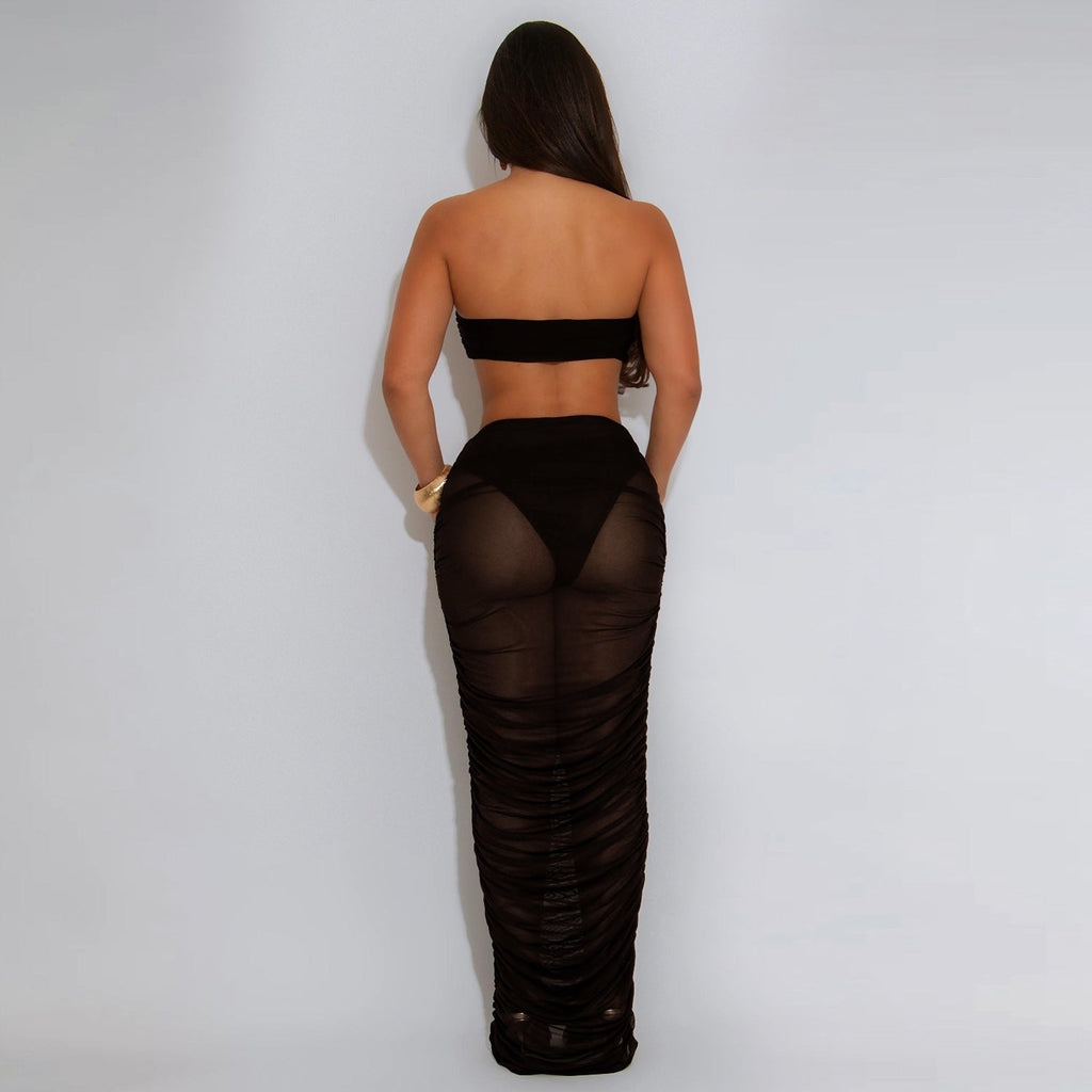 Women's Fashion Wear Sexy Tube Mesh Long Tops