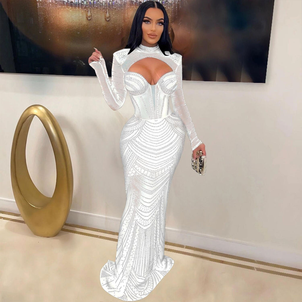 Women's Versatile Slim Fit Rhinestone Dress Dresses