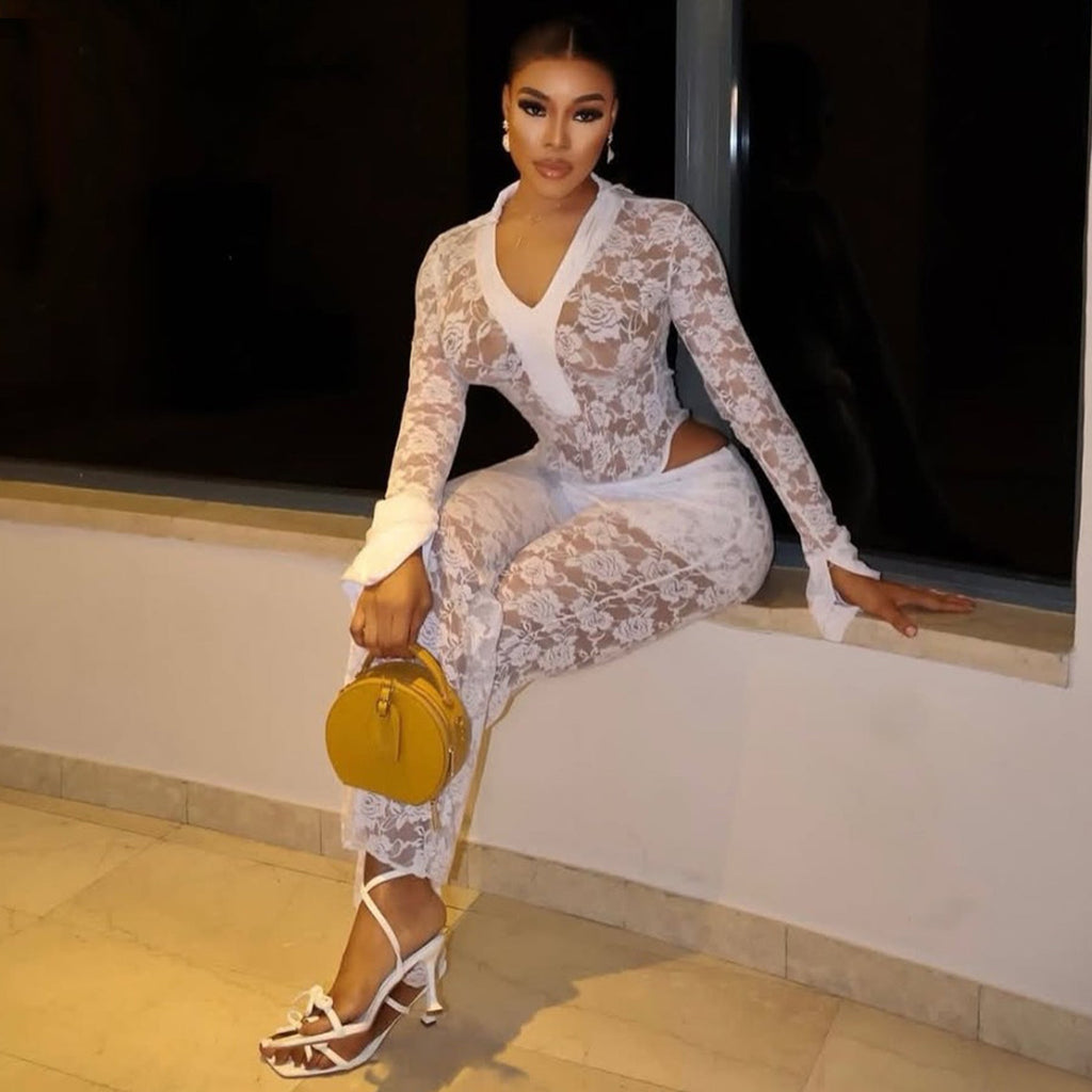 Women's Russian Sexy Lace Two-piece Set Jumpsuits