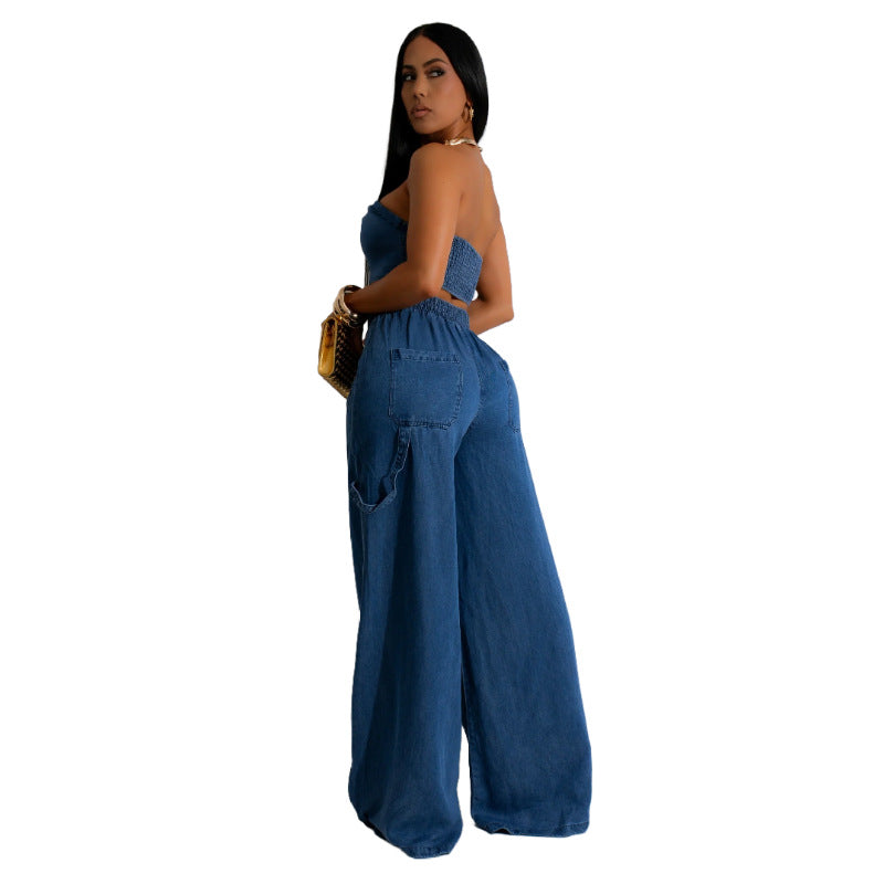 Women's Casual Cool Denim Tube Braid Rope Suits