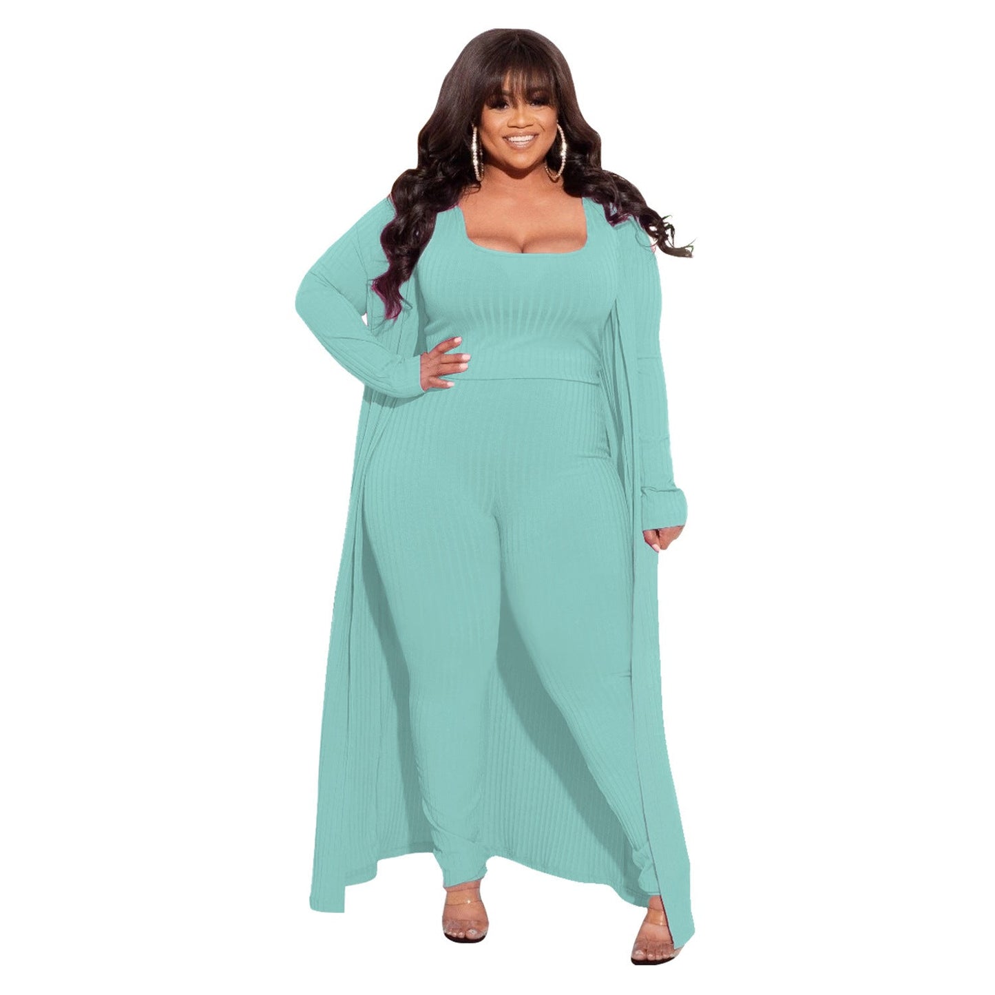 Elastic Sunken Stripe Three-piece Large Fashion Suits
