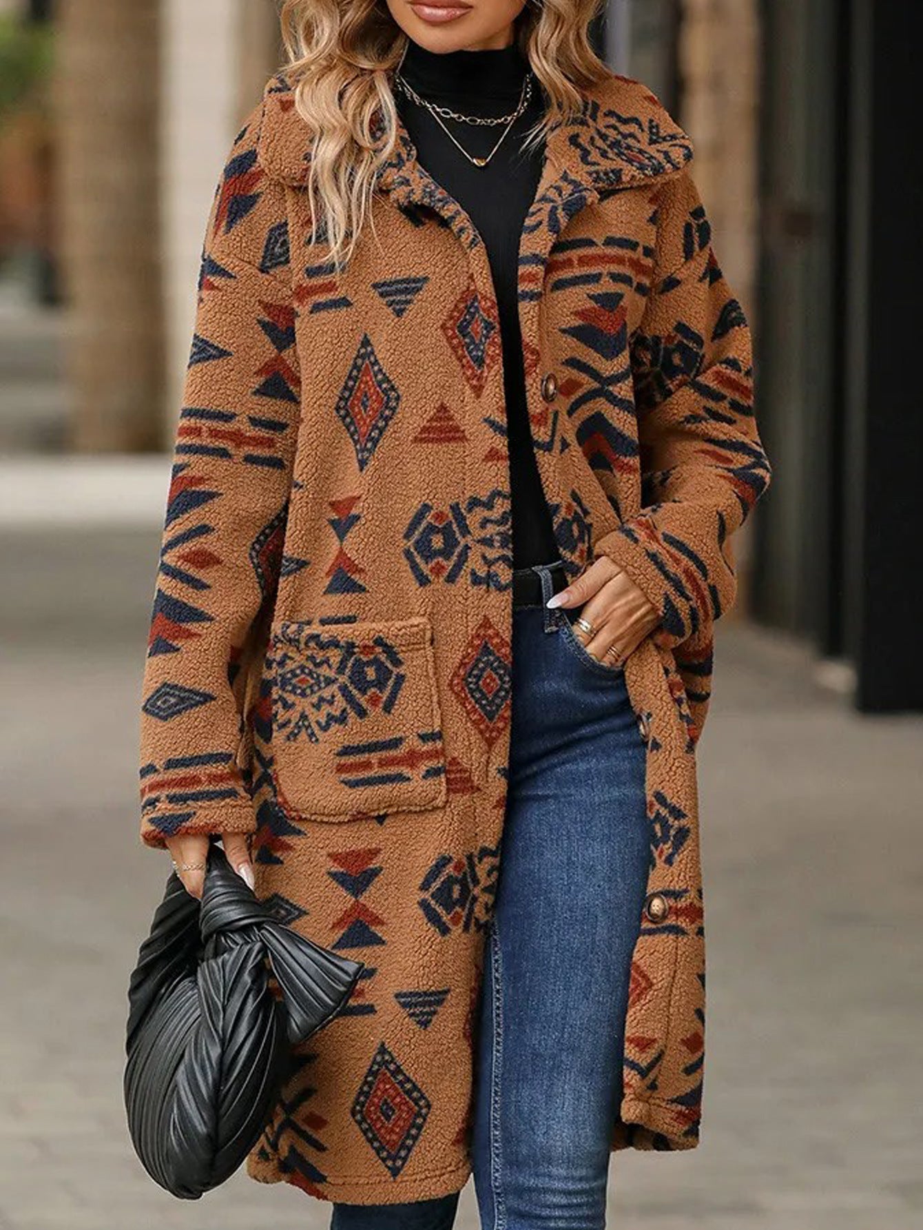Women's Stylish Lapel Long Sleeve Plush Coats