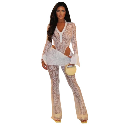Women's Russian Sexy Lace Two-piece Set Jumpsuits
