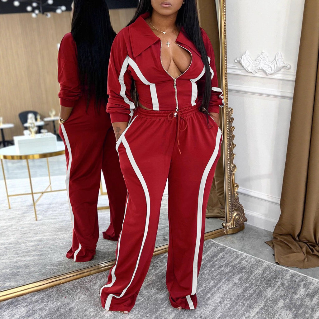 Women's Sports Cotton Two-piece Set Leisure Warm Suits