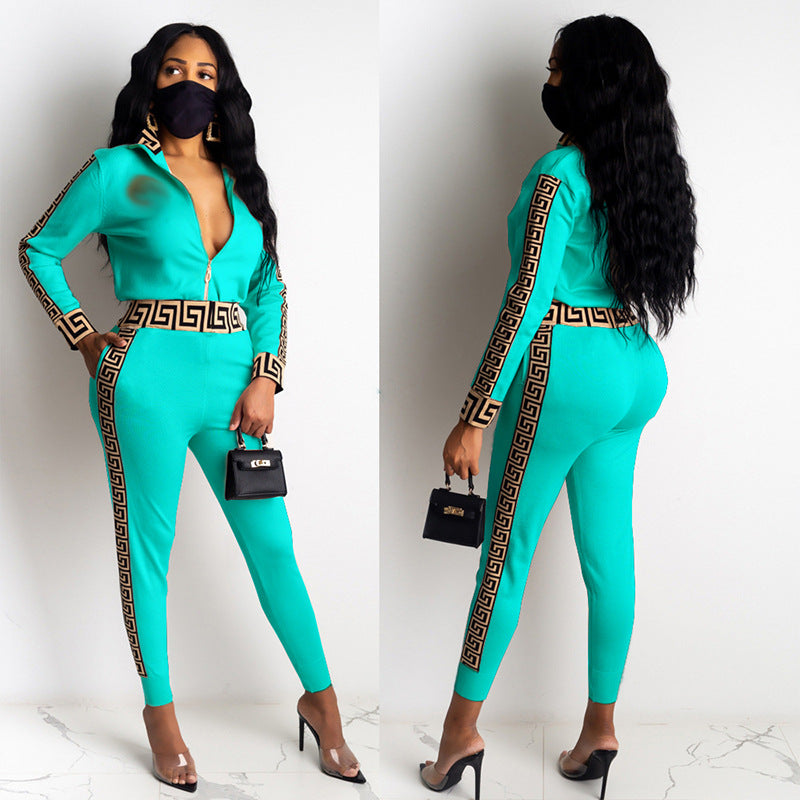 Women's Fashion Casual Zipper Trousers Long Sleeve Dresses