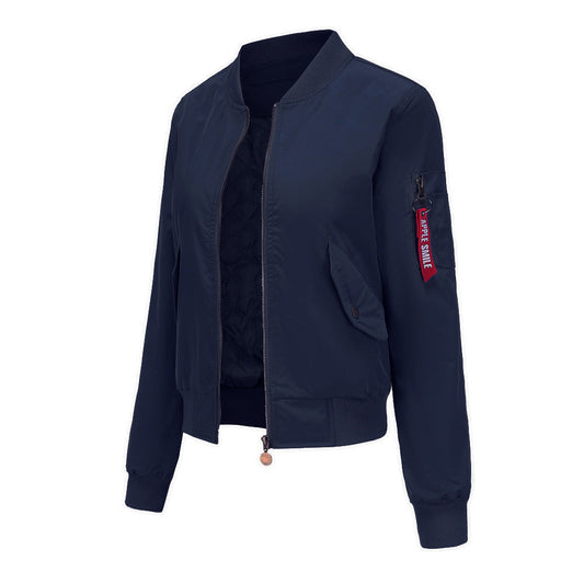 Women's Bomber Baseball Flight Long Sleeve Cotton Jackets