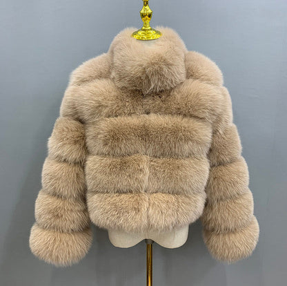 Women's Imitation Fur Fox Horizontal Stitching Artificial Coats