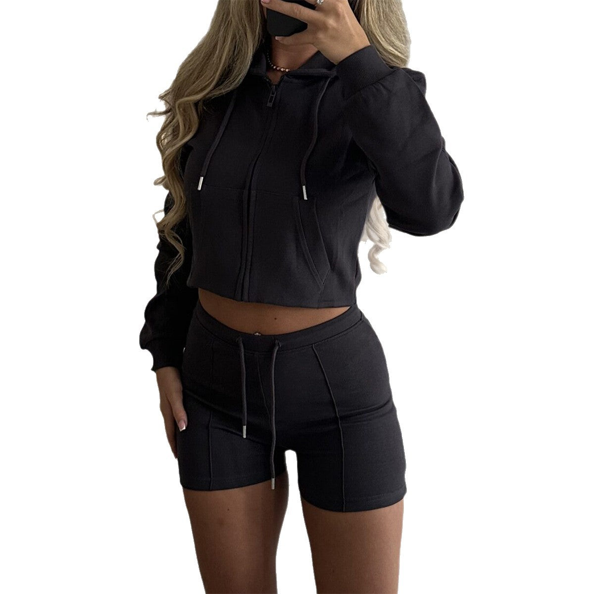 Women's Sports Long Sleeve Fleece Two-piece Suits