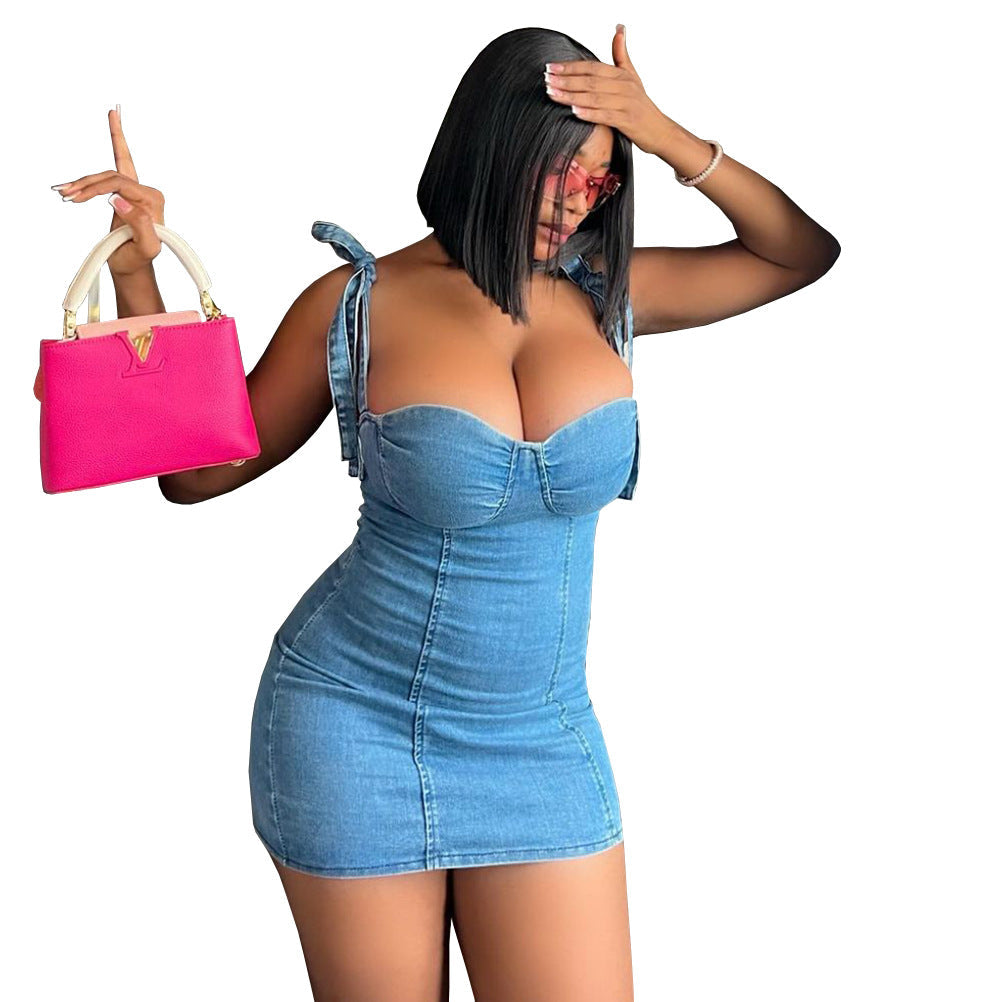 Women's Denim Overall Dress Summer Fashion Sexy Dresses