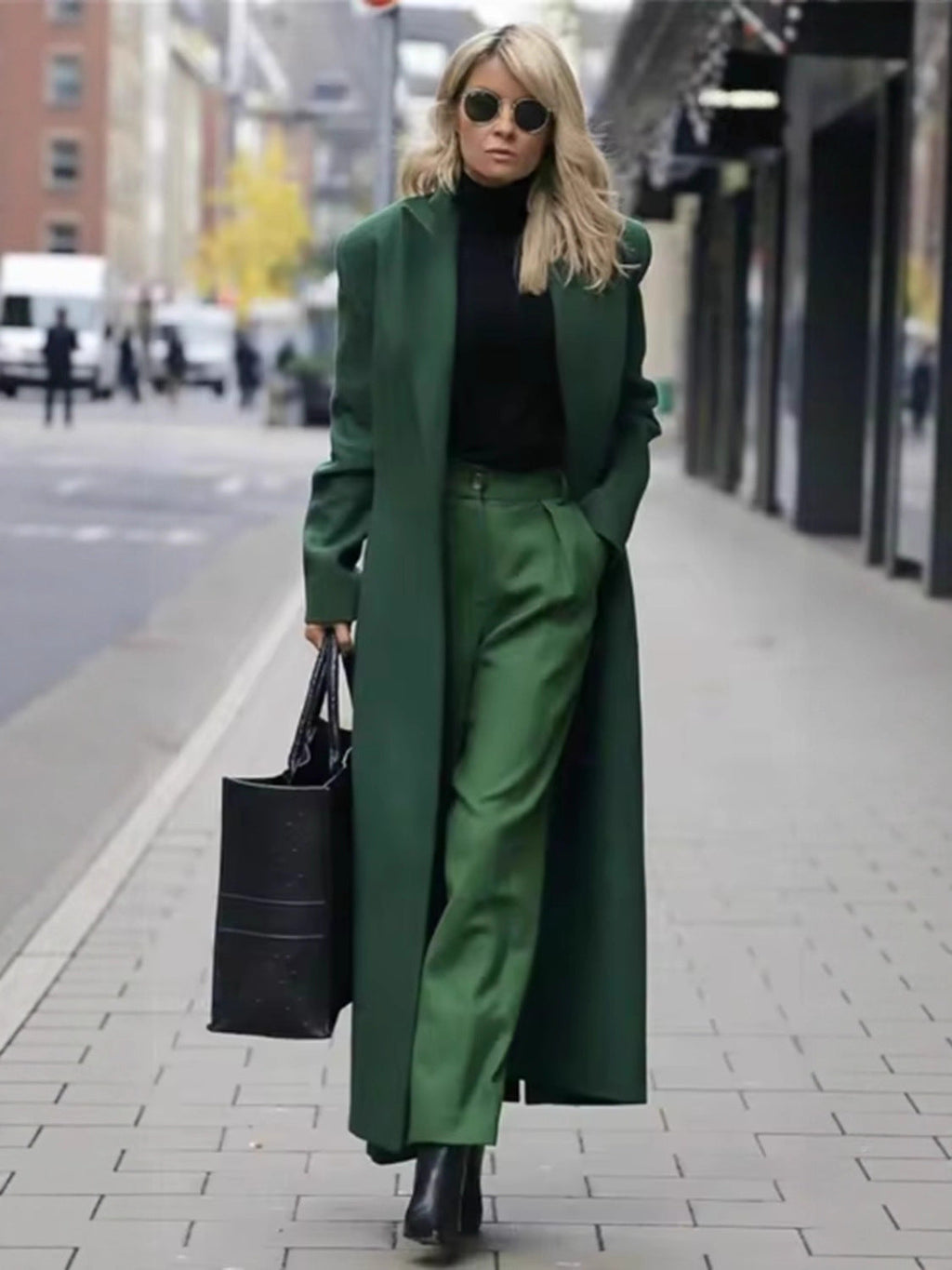 Women's Casual Long Color Warm Woolen Coats