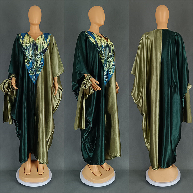 African Ethnic Style Loose Long Robe With Headscarf Dresses