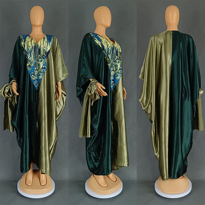 African Ethnic Style Loose Long Robe With Headscarf Dresses