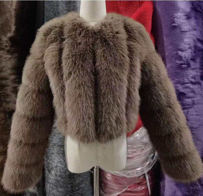 Women's Fox Fur Thickened Long Sleeve Imitation Coats