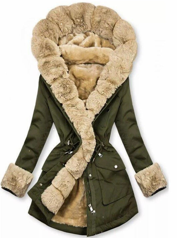 Women's Cool Drawstring Cashmere Fur Collar Jackets