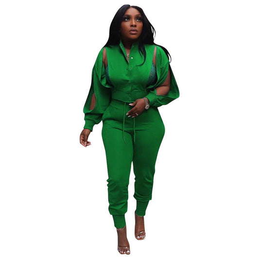 Women's Charming Sports Two-piece Zipper Personality Suits