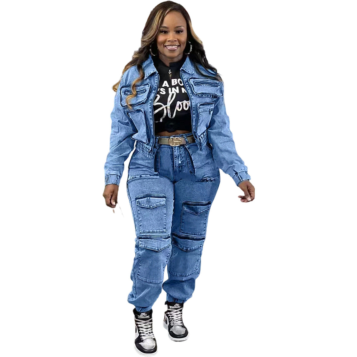 Women's Fashion Sexy Highly Stretch Washed Denim Suits