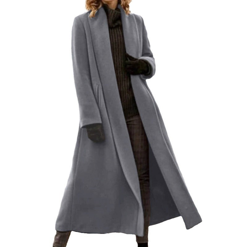Women's Fashion Outer Casual Woolen Trench Coats