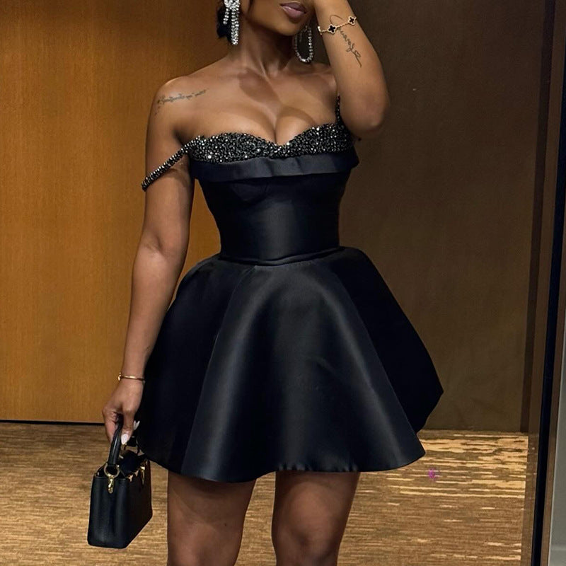 Women's Spring Elegant Sequin Stitching Bandeau Sling Dresses