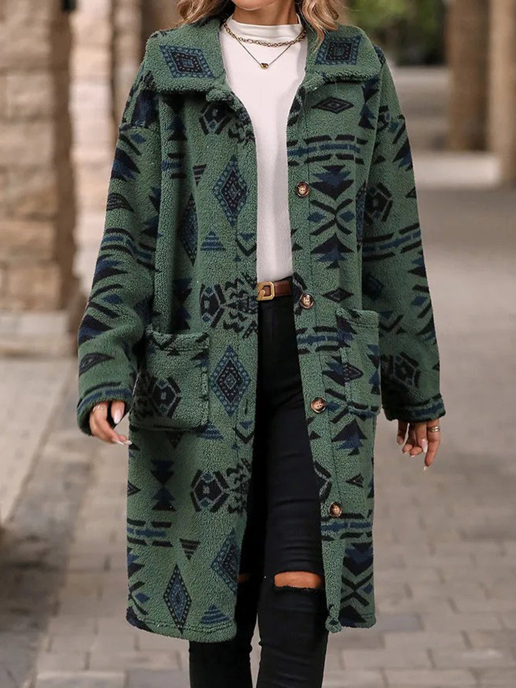Women's Stylish Lapel Long Sleeve Plush Coats