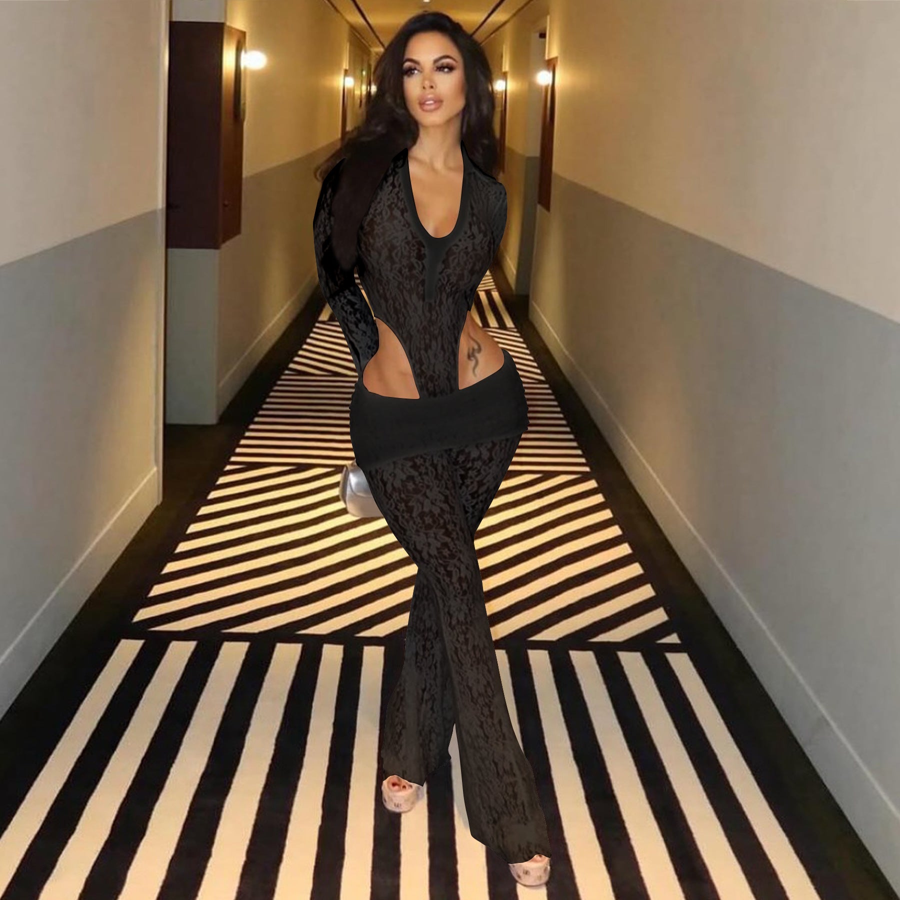Women's Russian Sexy Lace Two-piece Set Jumpsuits