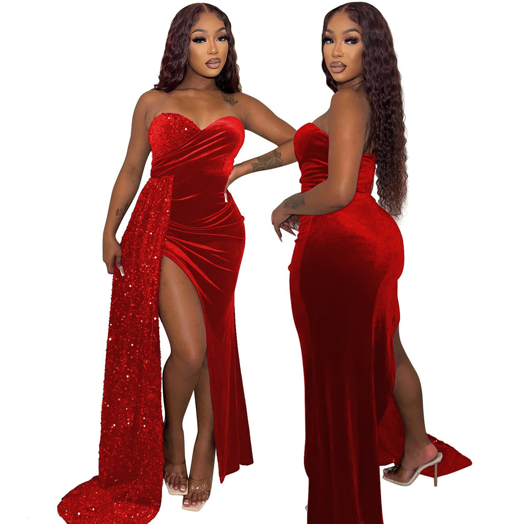 Women's Sexy Nightclub Party Sequin Swing Stitching Dresses
