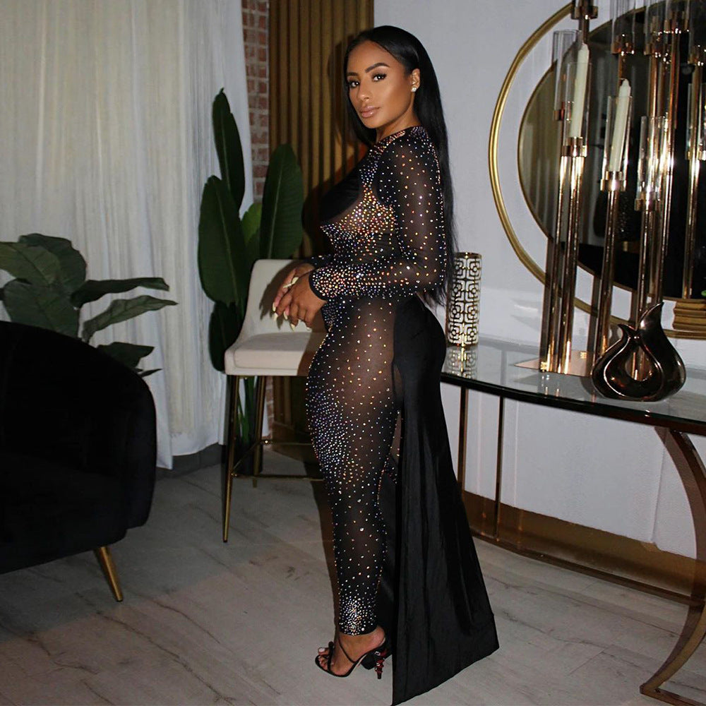 Hot Rhinestone Slim One-piece Nightclub Uniforms Suits