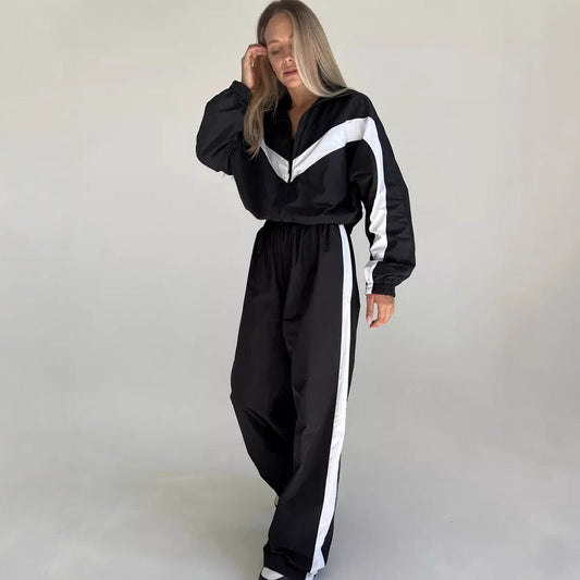 Women's Fashion Casual Long Sleeve Contrast Color Sport Suits