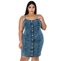 Women's Denim Sleeveless Collarless Sling Shipment Dress Dresses