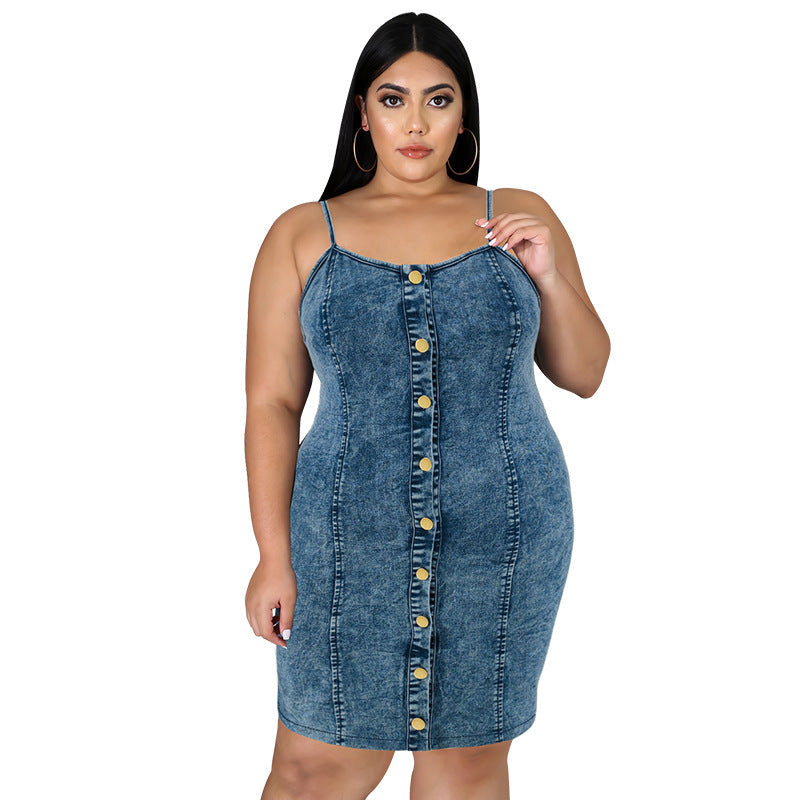 Women's Denim Sleeveless Collarless Sling Shipment Dress Dresses