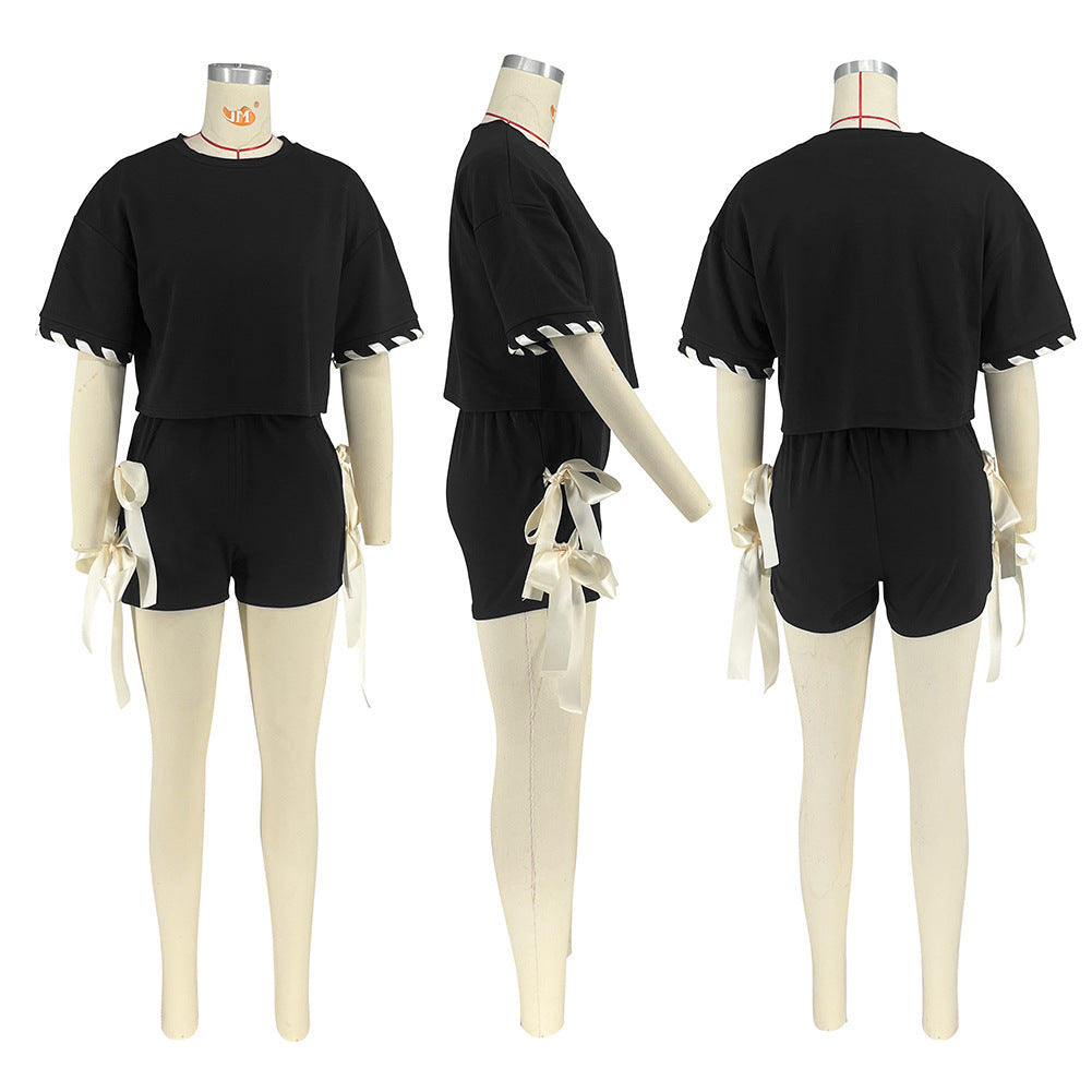 Women's Style Bow Bandage Home Sports Casual Suits