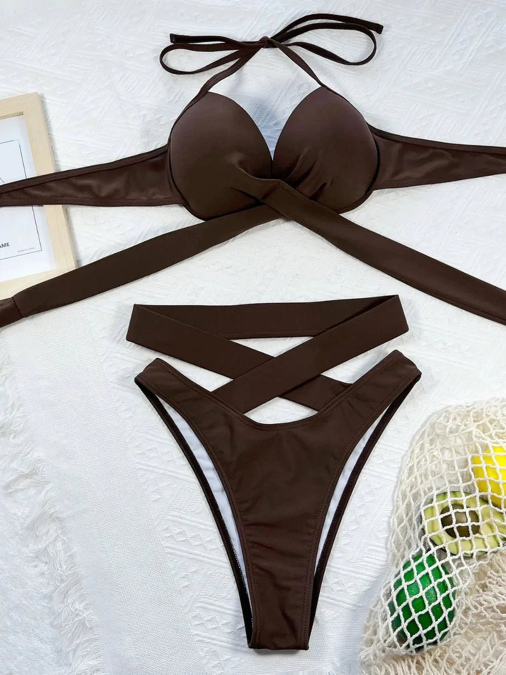 Fashion Crisscross Halter Neck Bikini Set