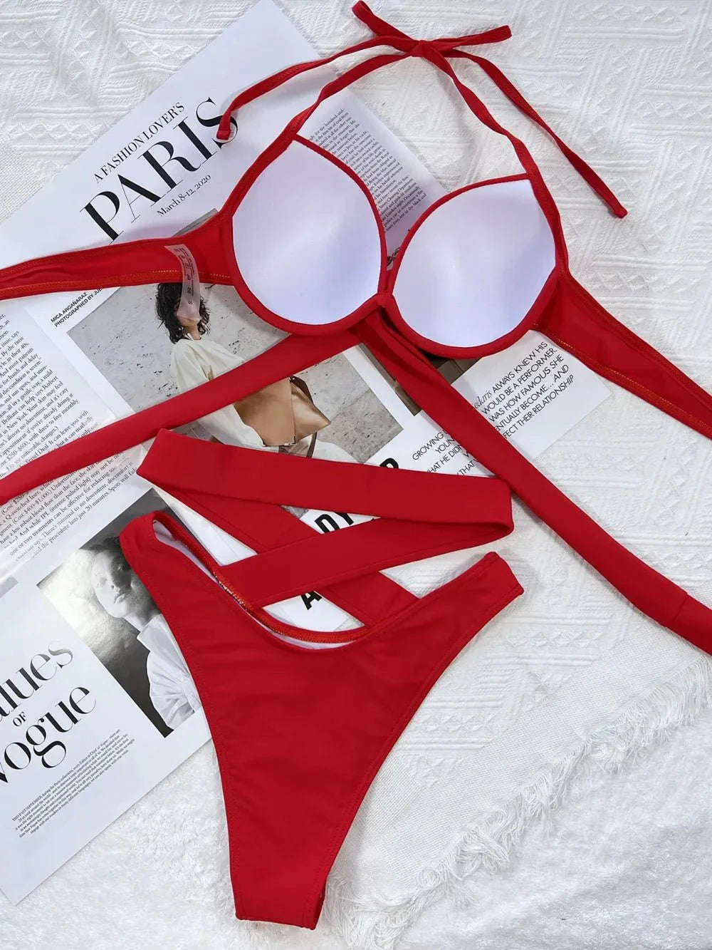 Fashion Crisscross Halter Neck Bikini Set