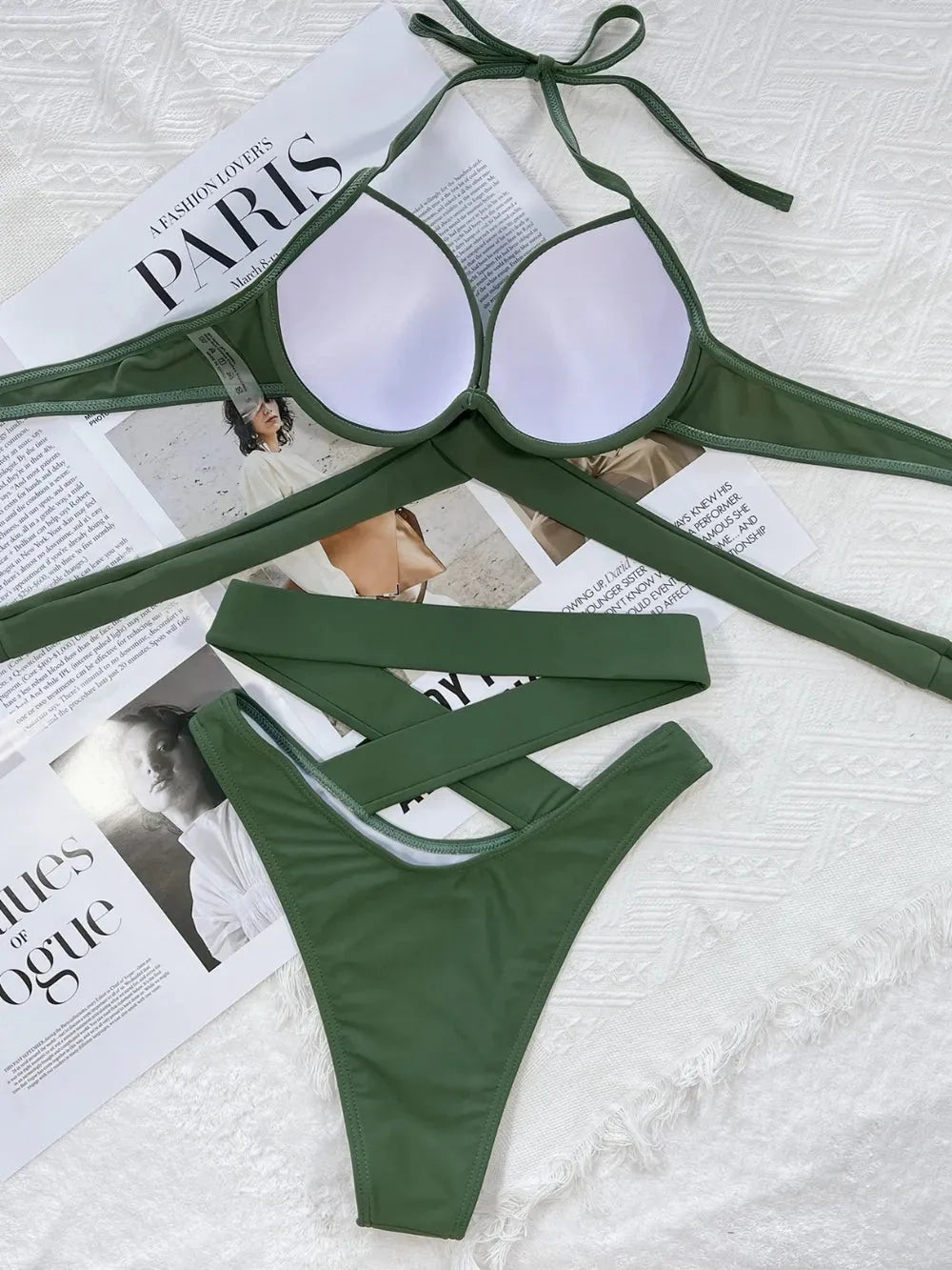 Fashion Crisscross Halter Neck Bikini Set