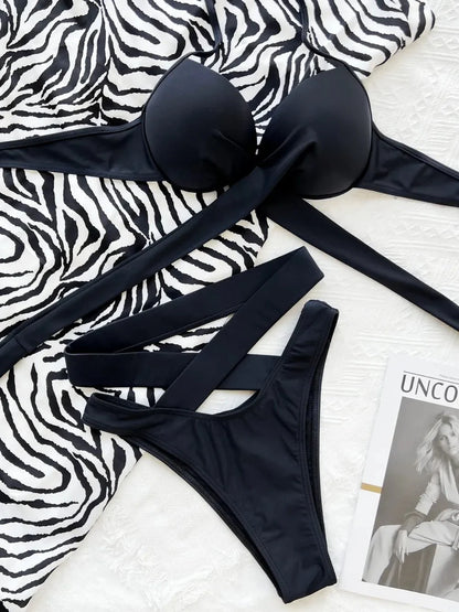 Fashion Crisscross Halter Neck Bikini Set