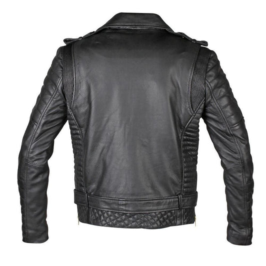 Handmade Mercado's Quilted Biker Leather Jacket With Waist Belt