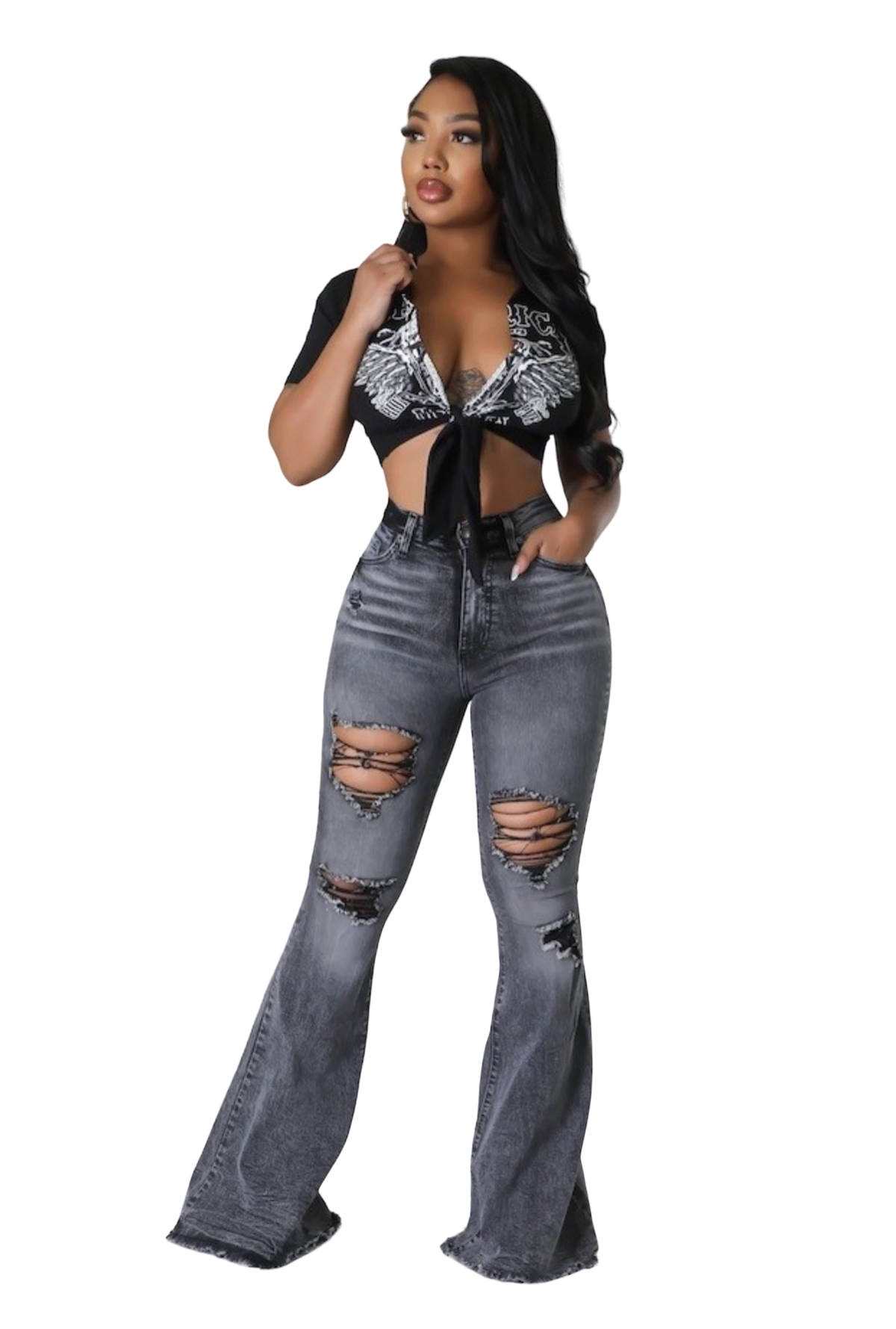 Heather Bell Bottom Jeans