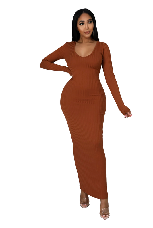 Maxi Ribbed Back Out Dress