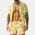 Men's Full Size Button Up Shirt and Shorts Set