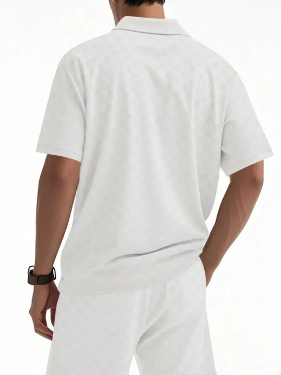 Men's Full Size Quarter Zip Short Sleeve Top and Shorts Set